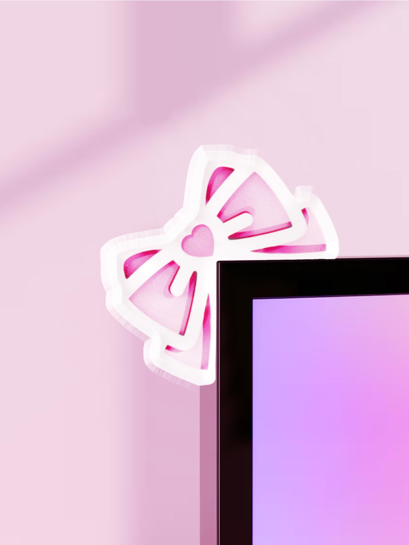 Pc Gaming Pink - Kawaii Bow Monitor Decor Pink Acrylic